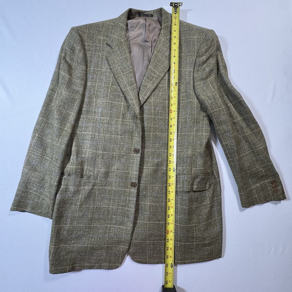 Trussini ETHOMAS Plaid Windowpane Linen/Silk/Wool Blazer Italy 46" Chest - Picture 3 of 9